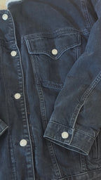 Topshop Black Denim Sherpa Lined Jacket UK 12 EUR 40 - detail image 3