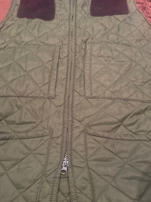 Barbour Keeperwear Quilted Waistcoat Vest Large Green Brown - detail image 2