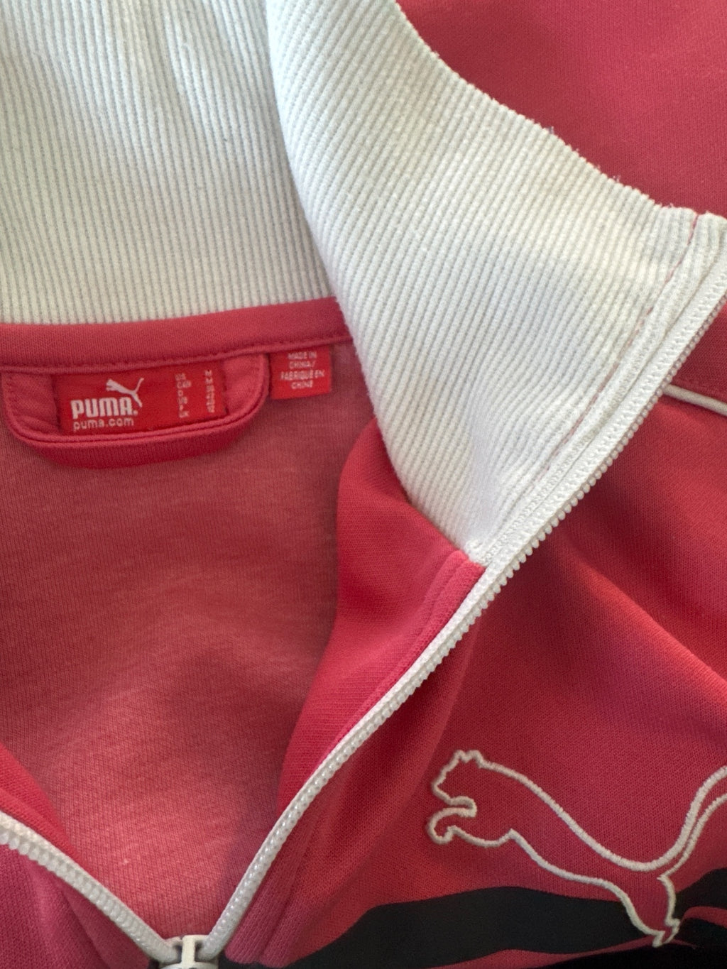 Puma Pink & White Zip-Up Track Jacket - Size 12, product image 6 of 7