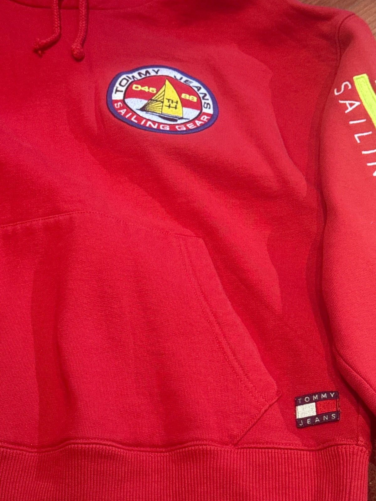 Tommy Jeans red Sailing Gear hoodie TH 45 graphic print