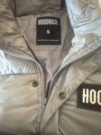 Hoodrich Long Puffer Jacket in Grey and Black with Logo Tape - detail image 7