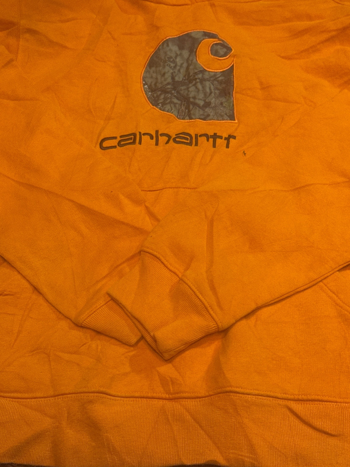 Carhartt Orange Hooded Sweatshirt with Logo Large (14-16)