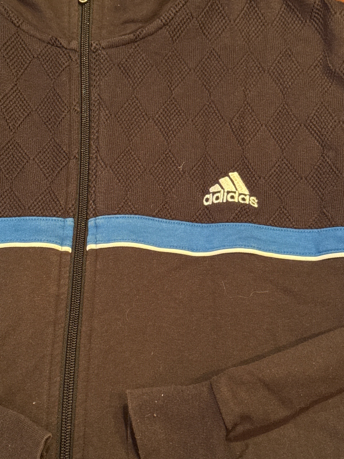 Adidas Black and Blue Track Jacket with Zip-Up Front