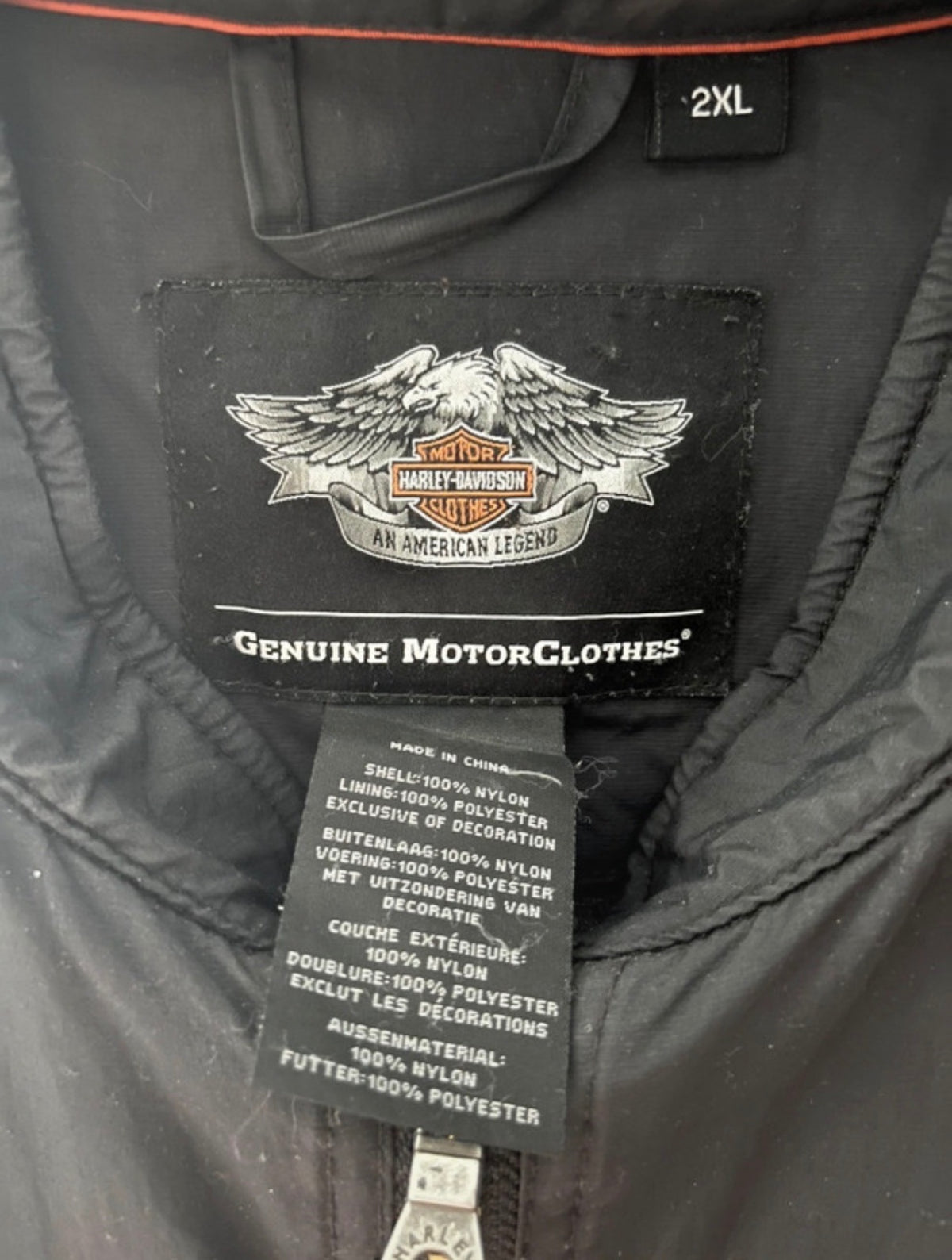 Harley-Davidson Men's Nylon Jacket with Logo Patches, Size 2