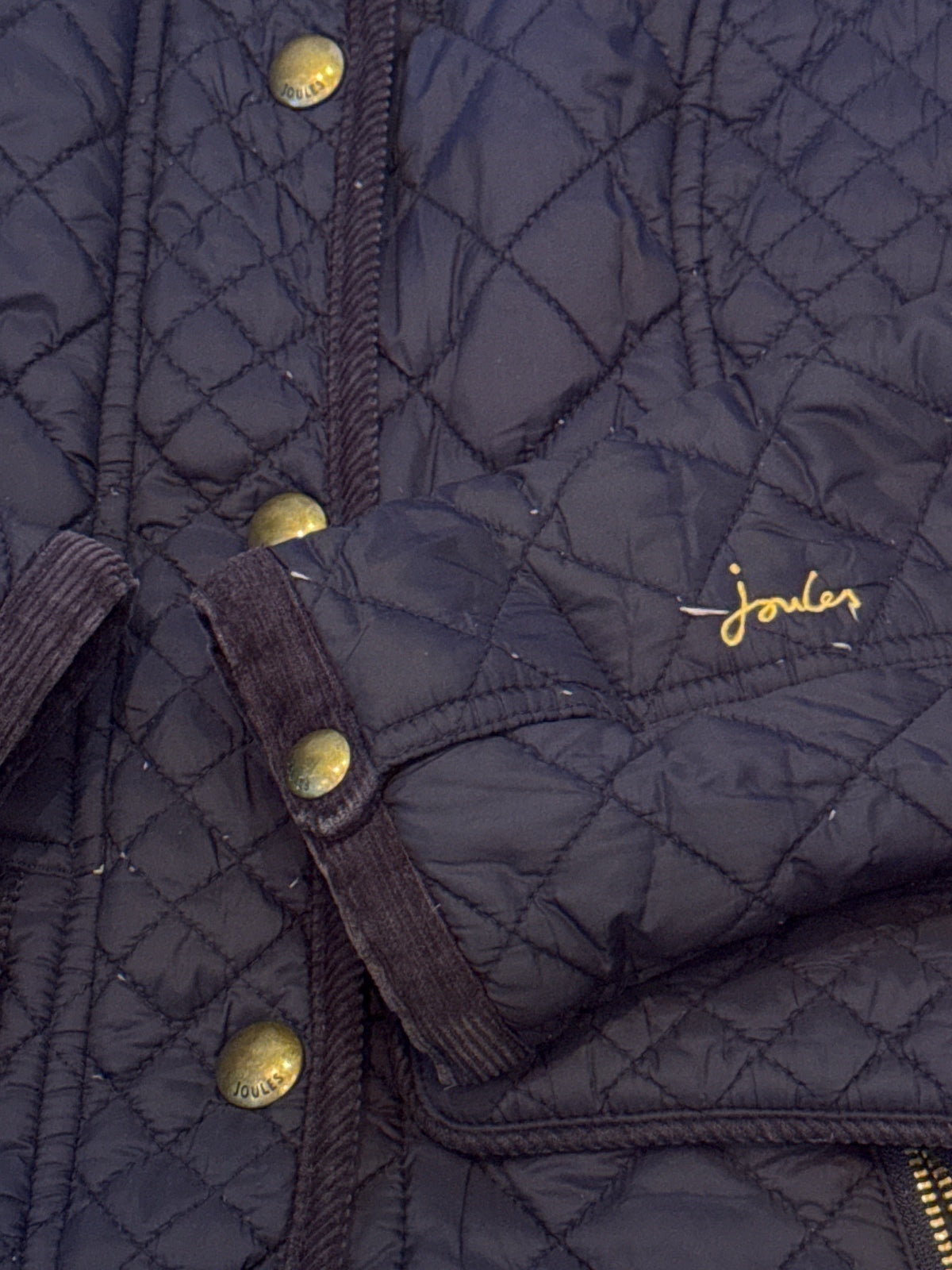 Joules navy quilted jacket UK size 8 with gold-tone buttons - product photograph 2 of 11