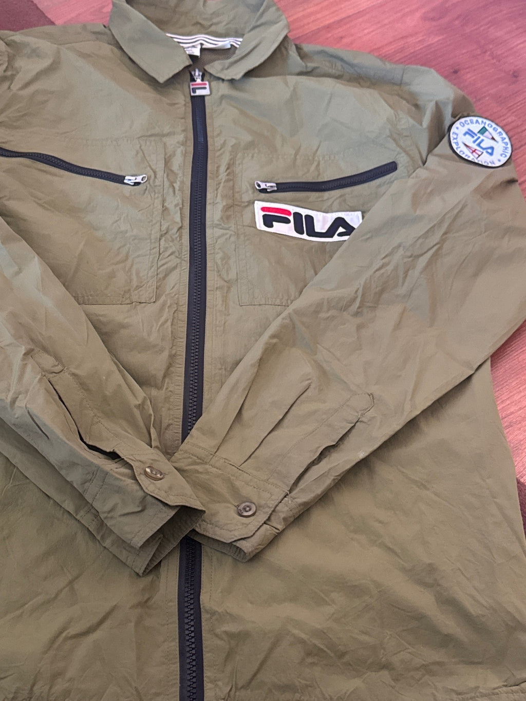 FILA Olive Green Lightweight Zip-Up Jacket - M, product image 5 of 9