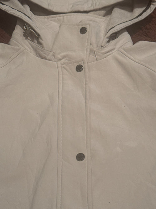 Calvin Klein Cream Hooded Coat with Zip and Snap Closures - detail image 2