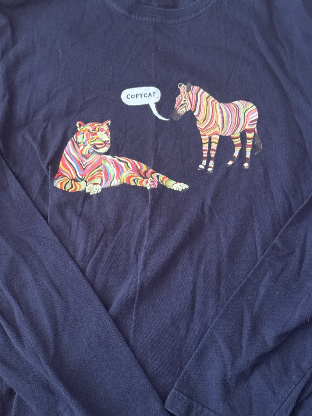 Paul Smith Navy Blue Long Sleeve T-Shirt with Colourful Copy