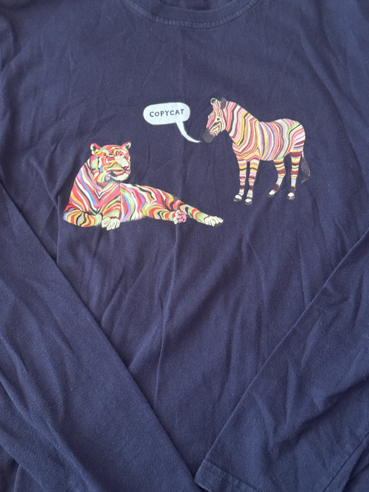 Paul Smith Navy Blue Long Sleeve T-Shirt with Colourful Copy