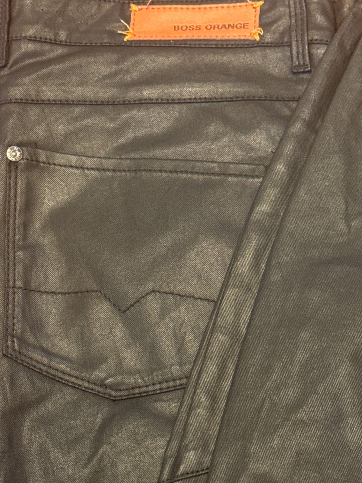 Boss Orange Black Coated Skinny trousers