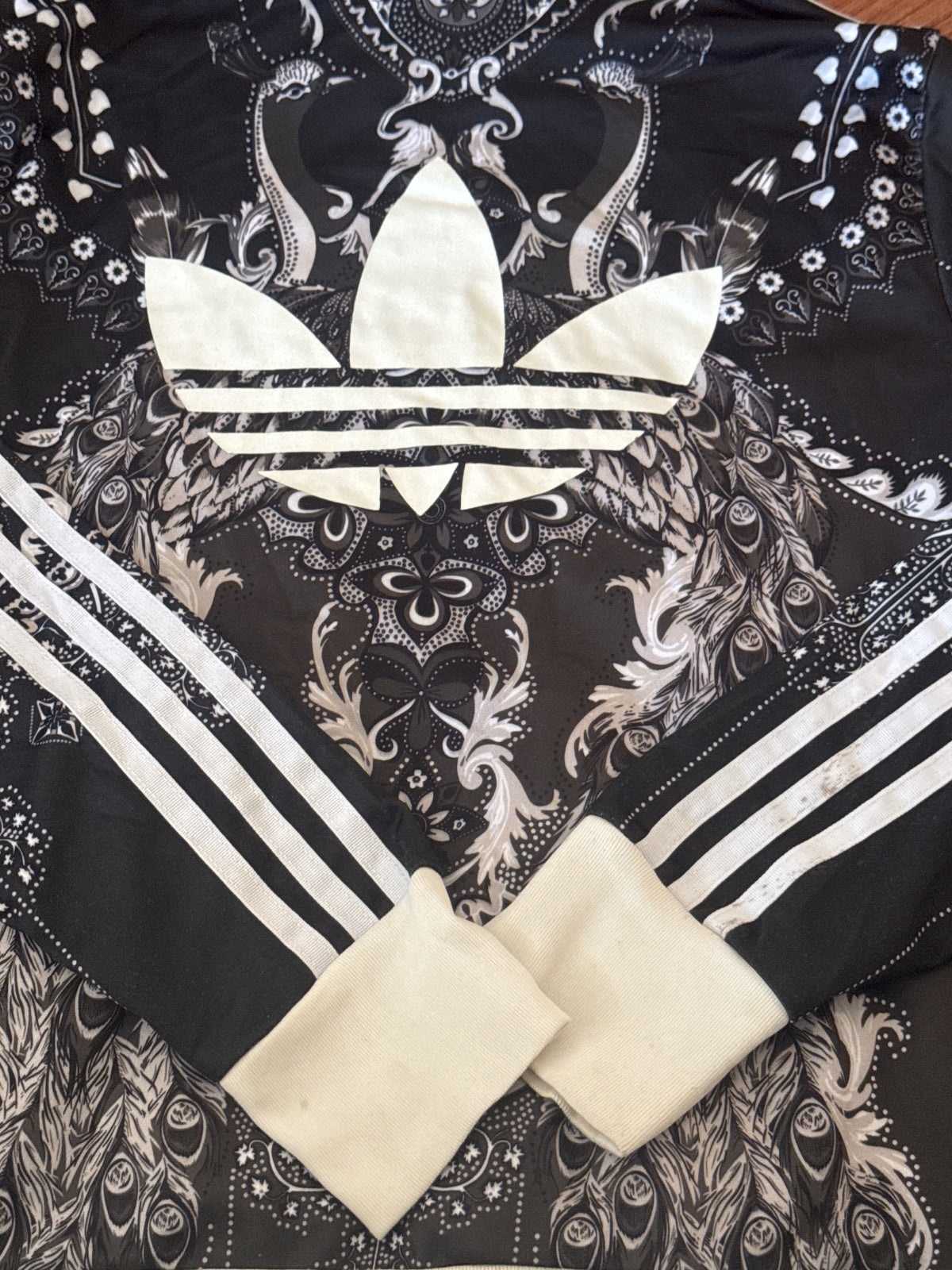 Adidas Black & White Patterned Track Jacket - Size 38, product image 7 of 9