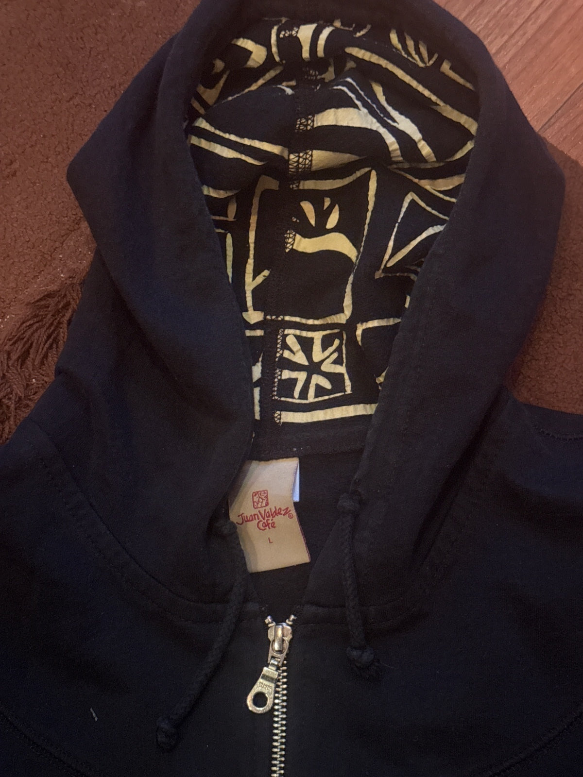 Juan Valdez Café Black Zip-Up Hoodie with Patterned Hood L - detail image 5