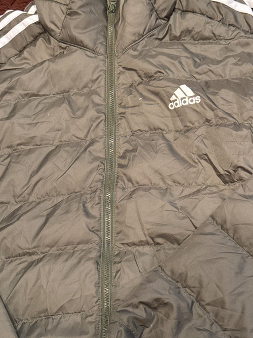 Adidas Puffer Jacket with Hood in Olive Green, Size S - detail image 2