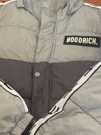 Hoodrich Long Puffer Jacket in Grey and Black with Logo Tape - detail image 3