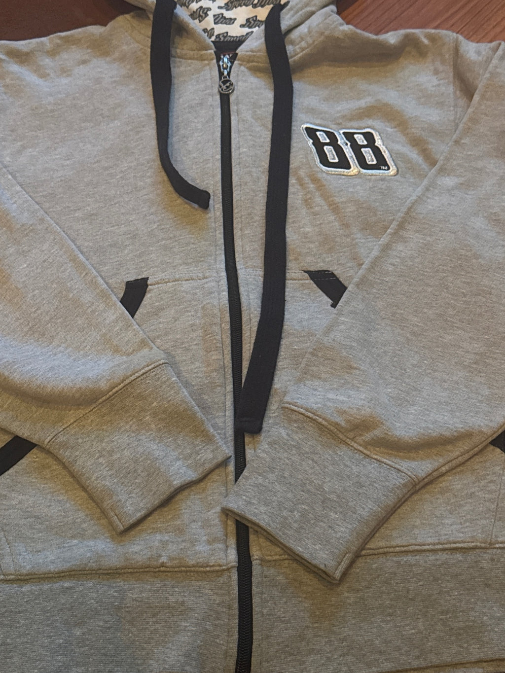 Chase Authentics Grey Zip-Up Hoodie with Black Drawstrings & - detail image 2