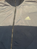 Adidas Men's Track Jacket Blue and Grey Size Large