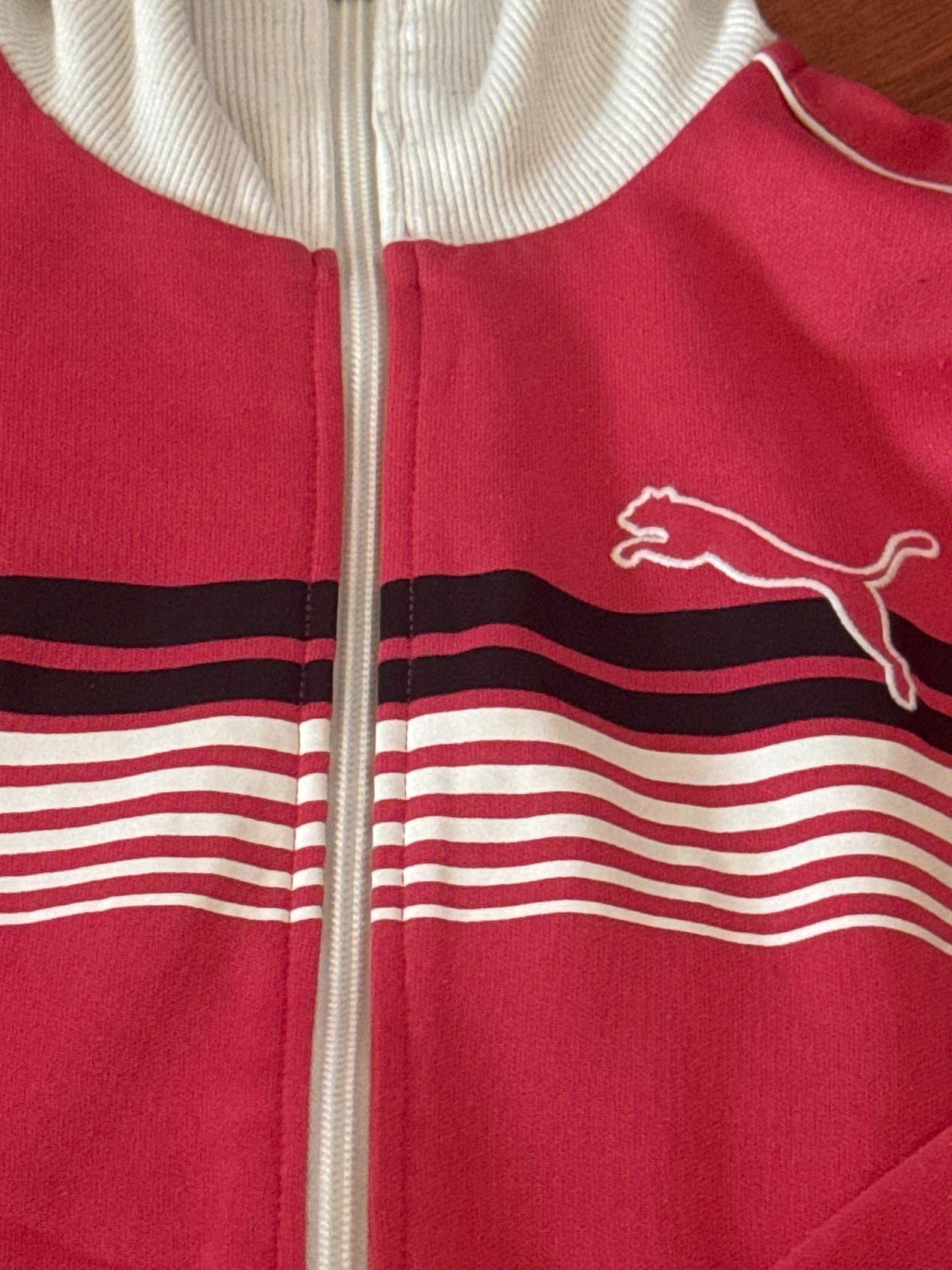 Puma Pink & White Zip-Up Track Jacket - Size 12, product image 3 of 7