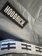 Hoodrich Long Puffer Jacket in Grey and Black with Logo Tape - detail image 8