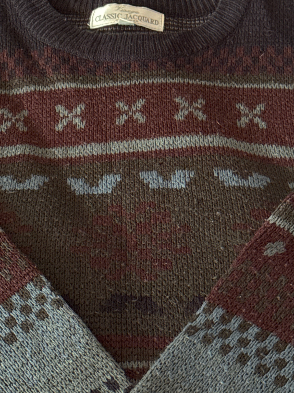 Vintage Classic Jacquard Knitwear Sweater Large - detail image 3