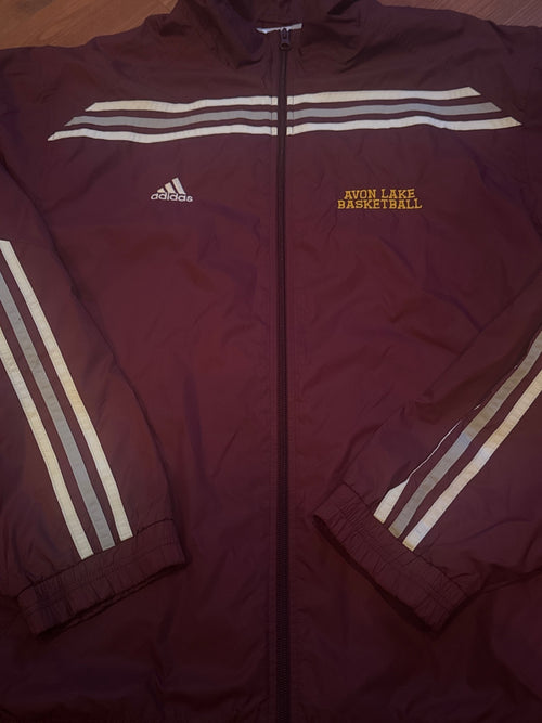 Adidas Avon Lake Basketball Maroon Track Jacket with White 3