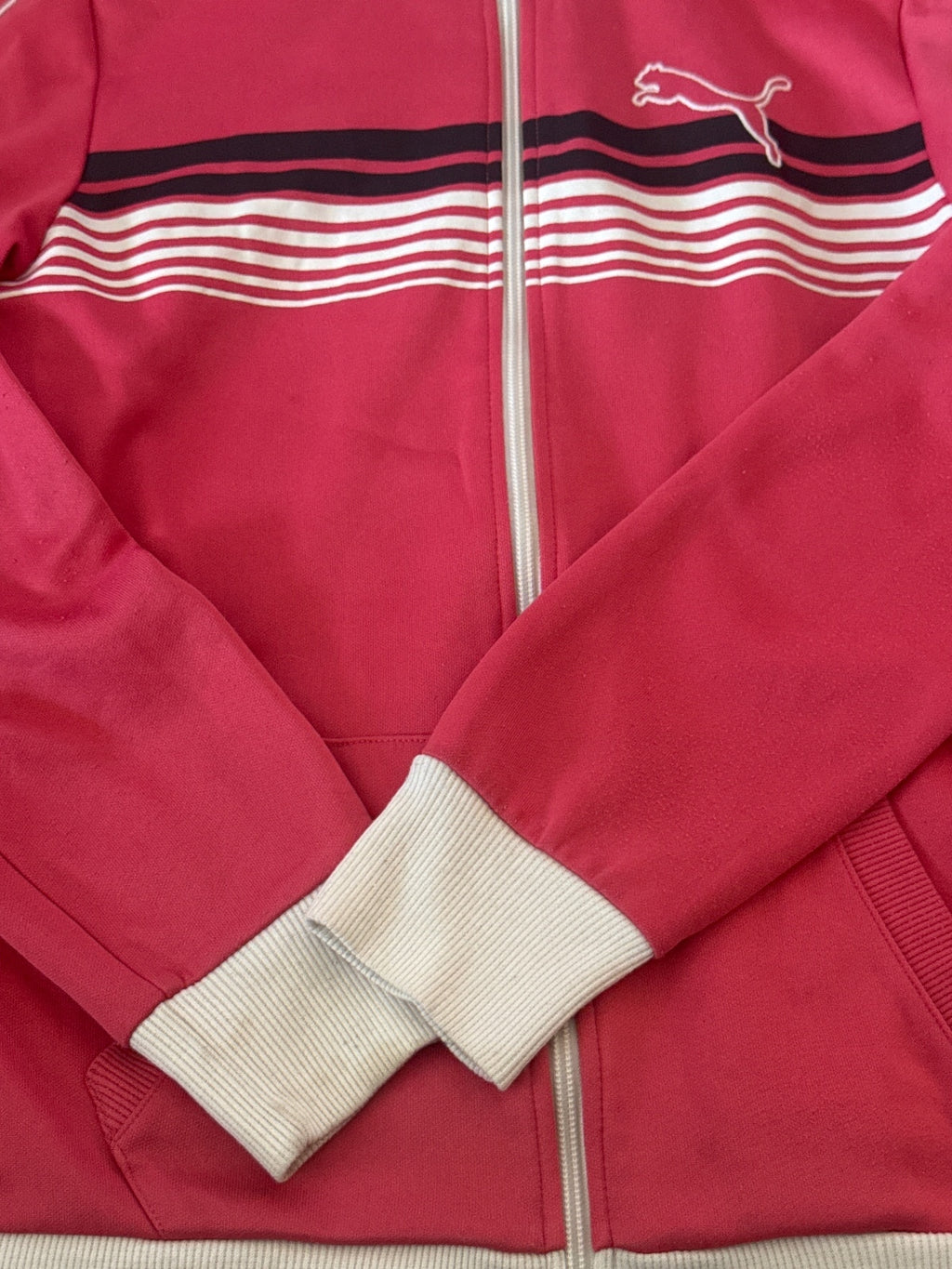 Puma Pink & White Zip-Up Track Jacket - Size 12, product image 2 of 7