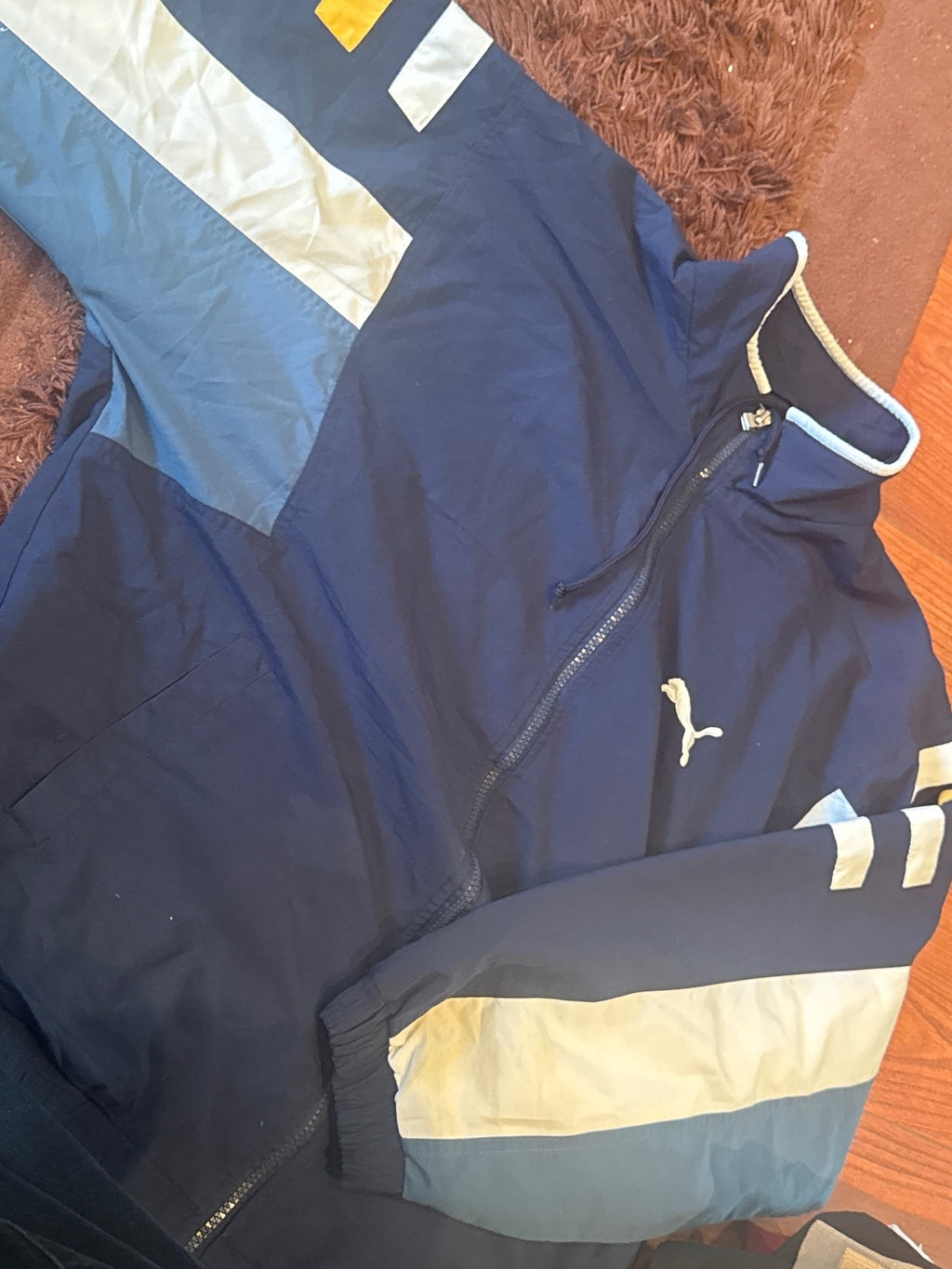 Puma Vintage Navy Blue Track Jacket with White and Light-Teo