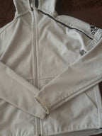 Adidas White Hooded Full-Zip Jacket with Sleeve Logo