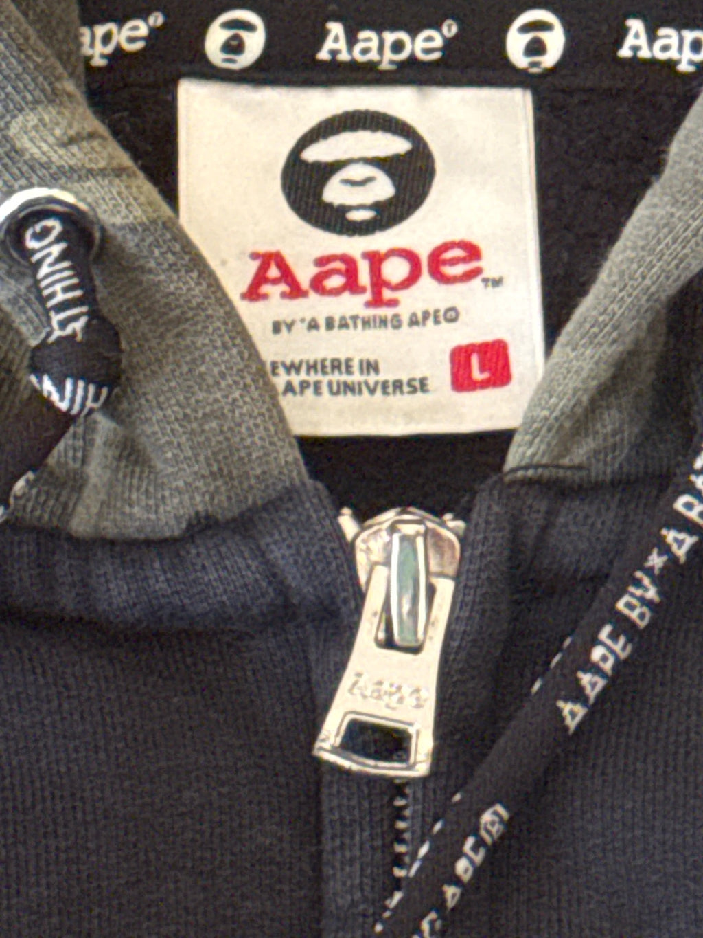 AAPE by A Bathing Ape Black Camo-Hood Zip Hoodie - L, product image 6 of 9