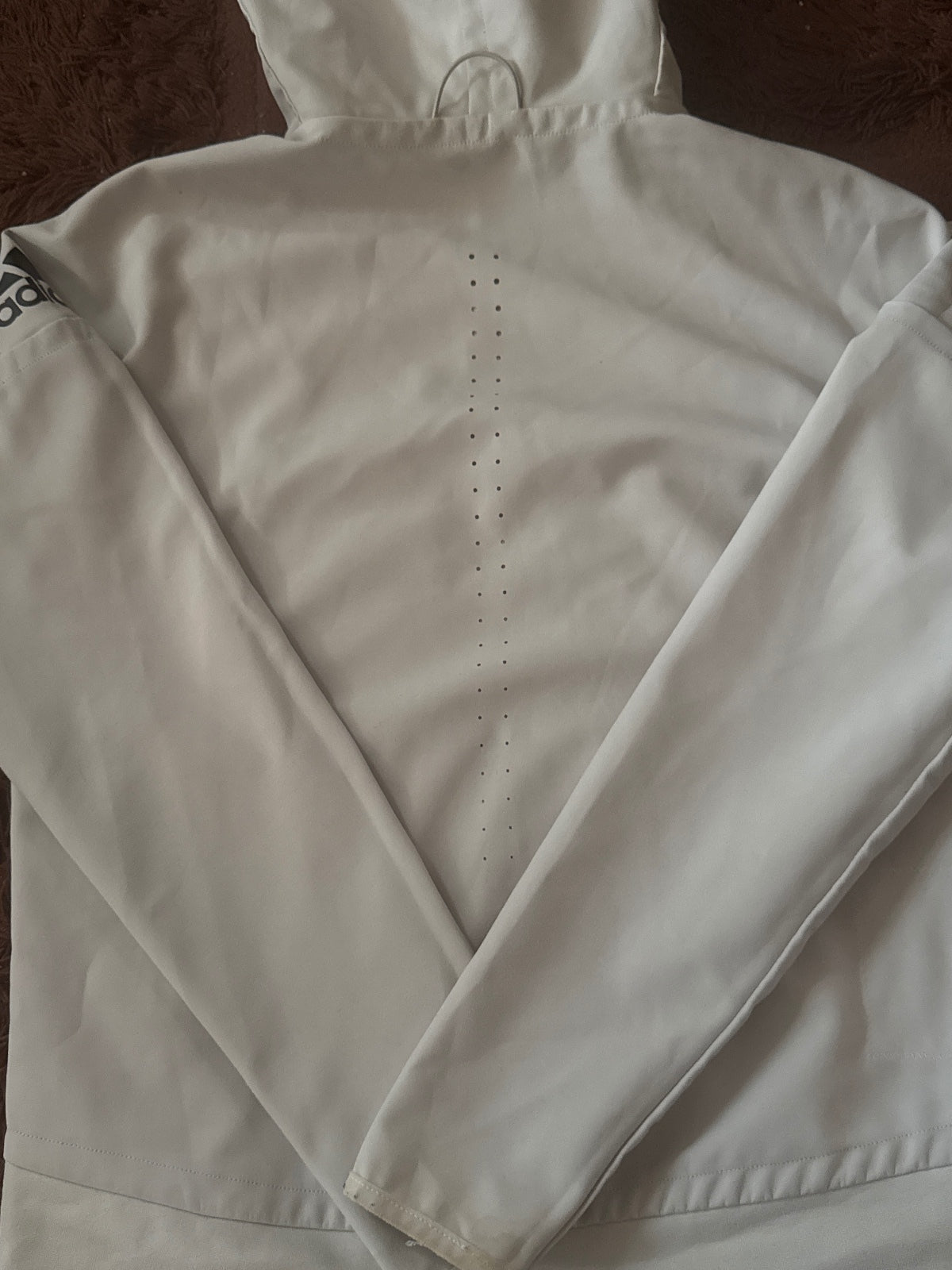 Adidas White Hooded Full-Zip Jacket with Sleeve Logo