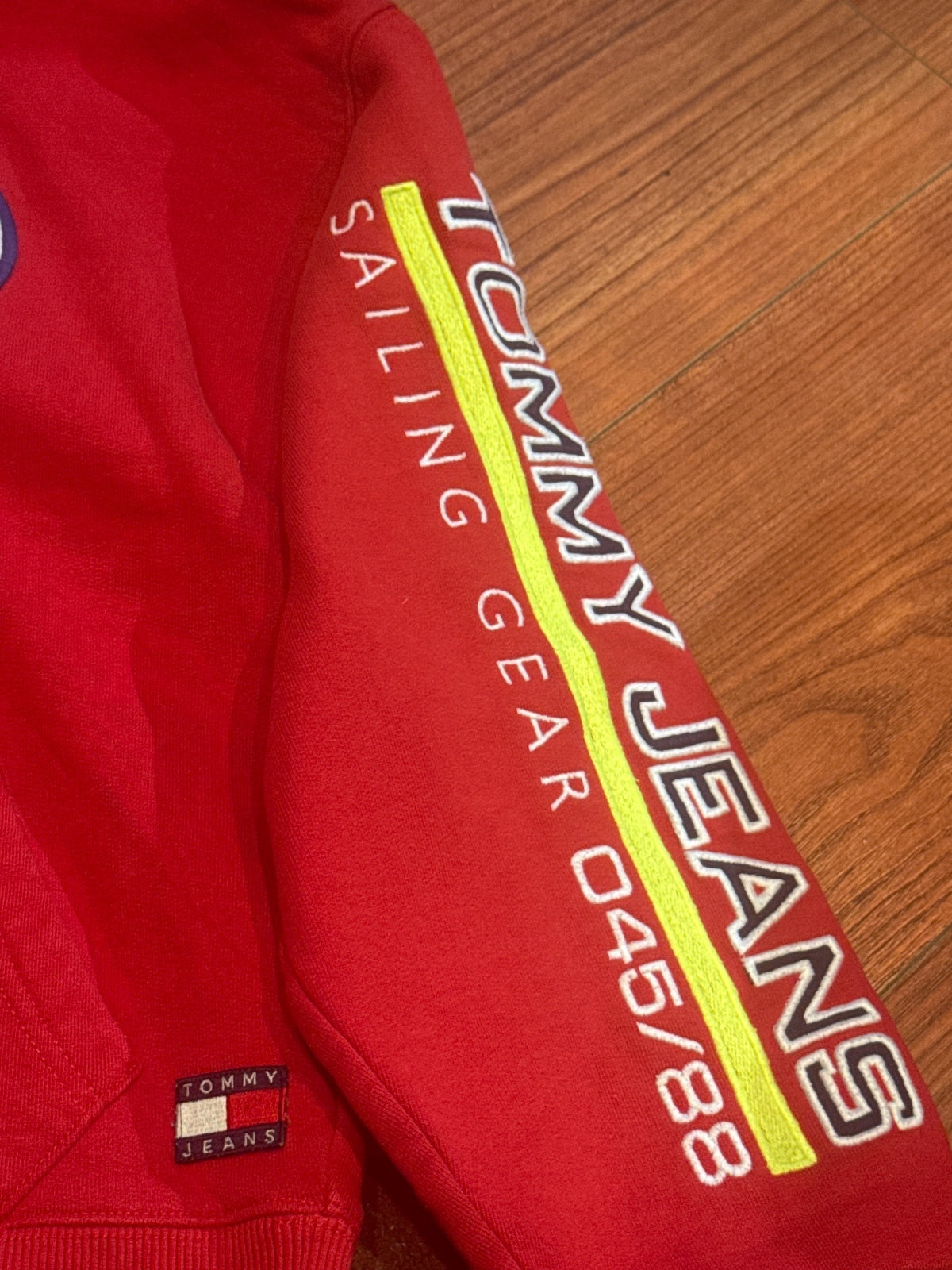 Tommy Jeans red Sailing Gear hoodie TH 45 graphic print