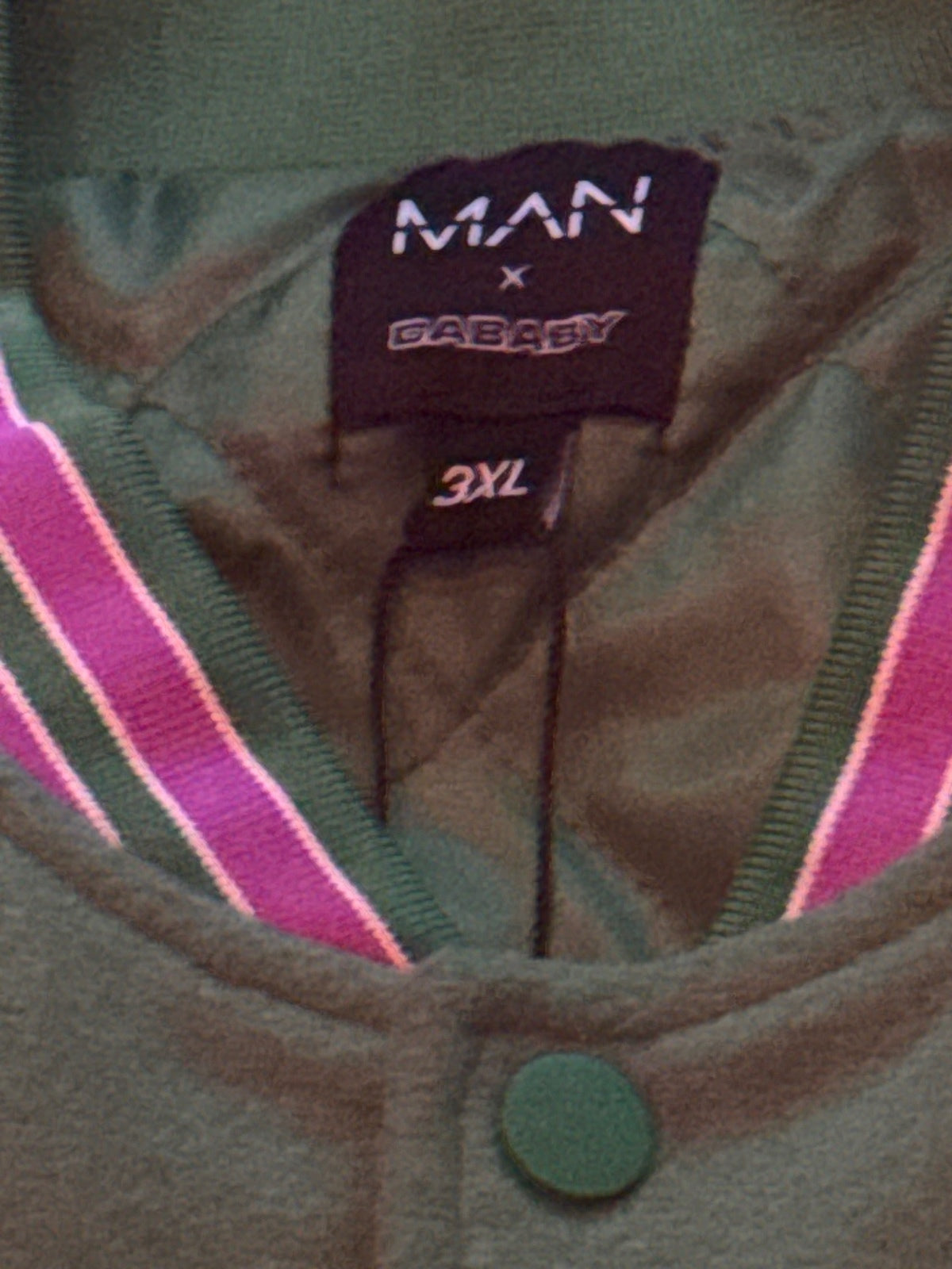 Man x Gababy Limited Edition Green and Purple Varsity Jacket - detail image 5