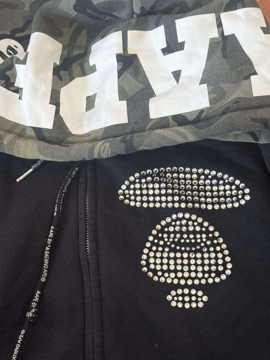 AAPE by A Bathing Ape Black Camo-Hood Zip Hoodie - L, product image 7 of 9