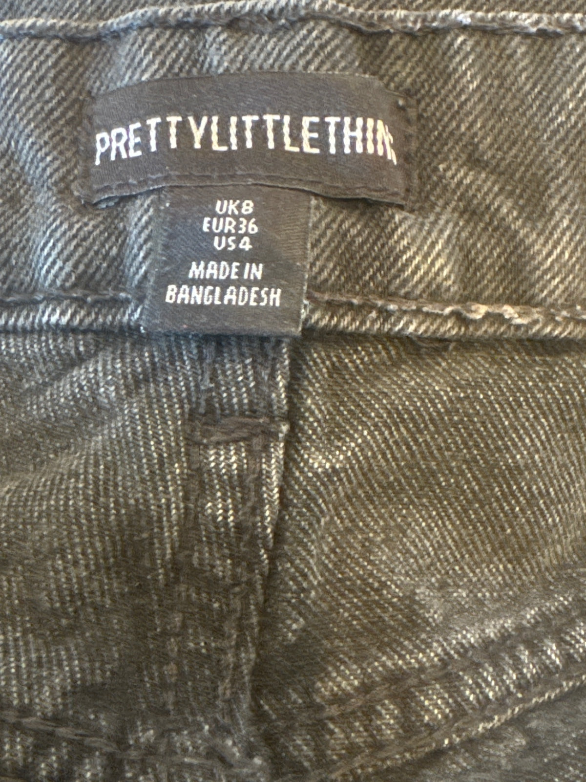 PrettyLittleThing Black Denim Jeans UK 8 EUR 36 US 4