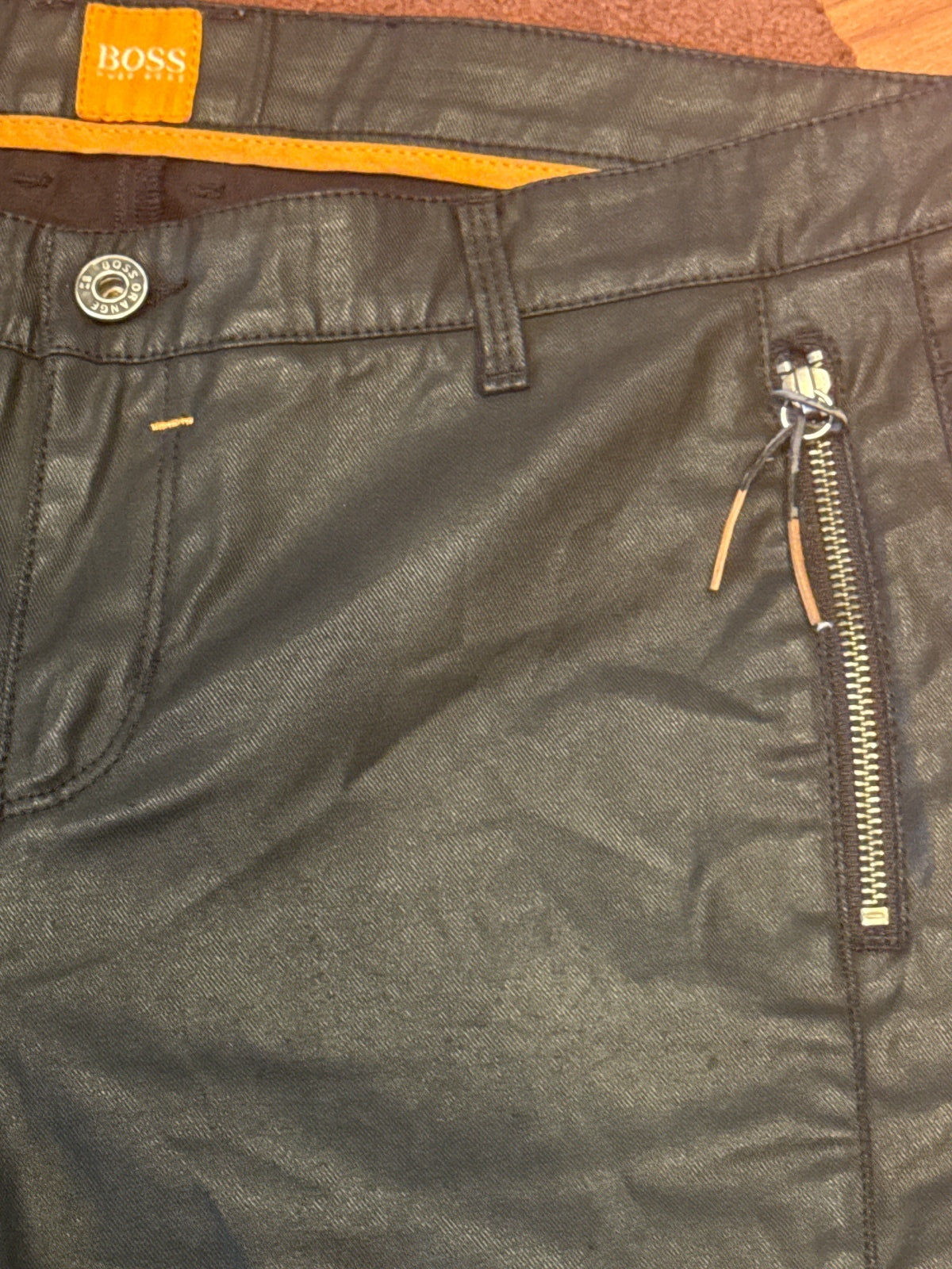 Boss Orange Black Coated Skinny trousers