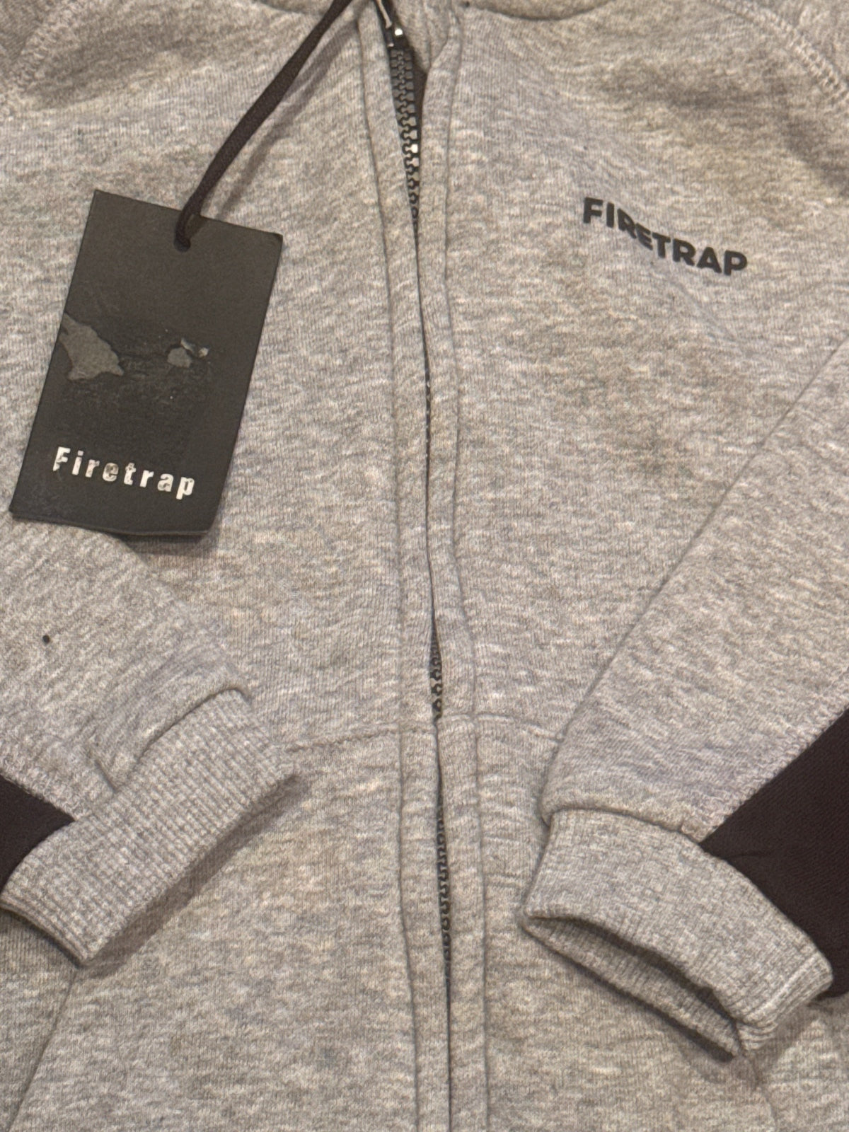 Firetrap Grey Marl Zip-Up Hooded Sweatshirt – product photograph 2 of 4