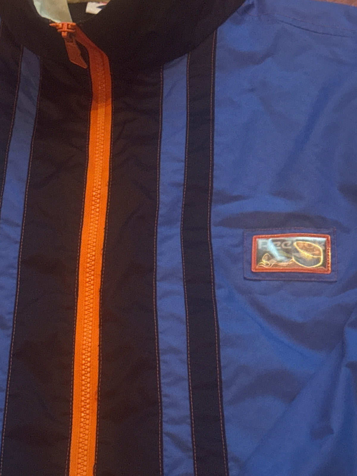 Reebok Vintage Blue and Black Track Jacket with Orange Zips - detail image 3
