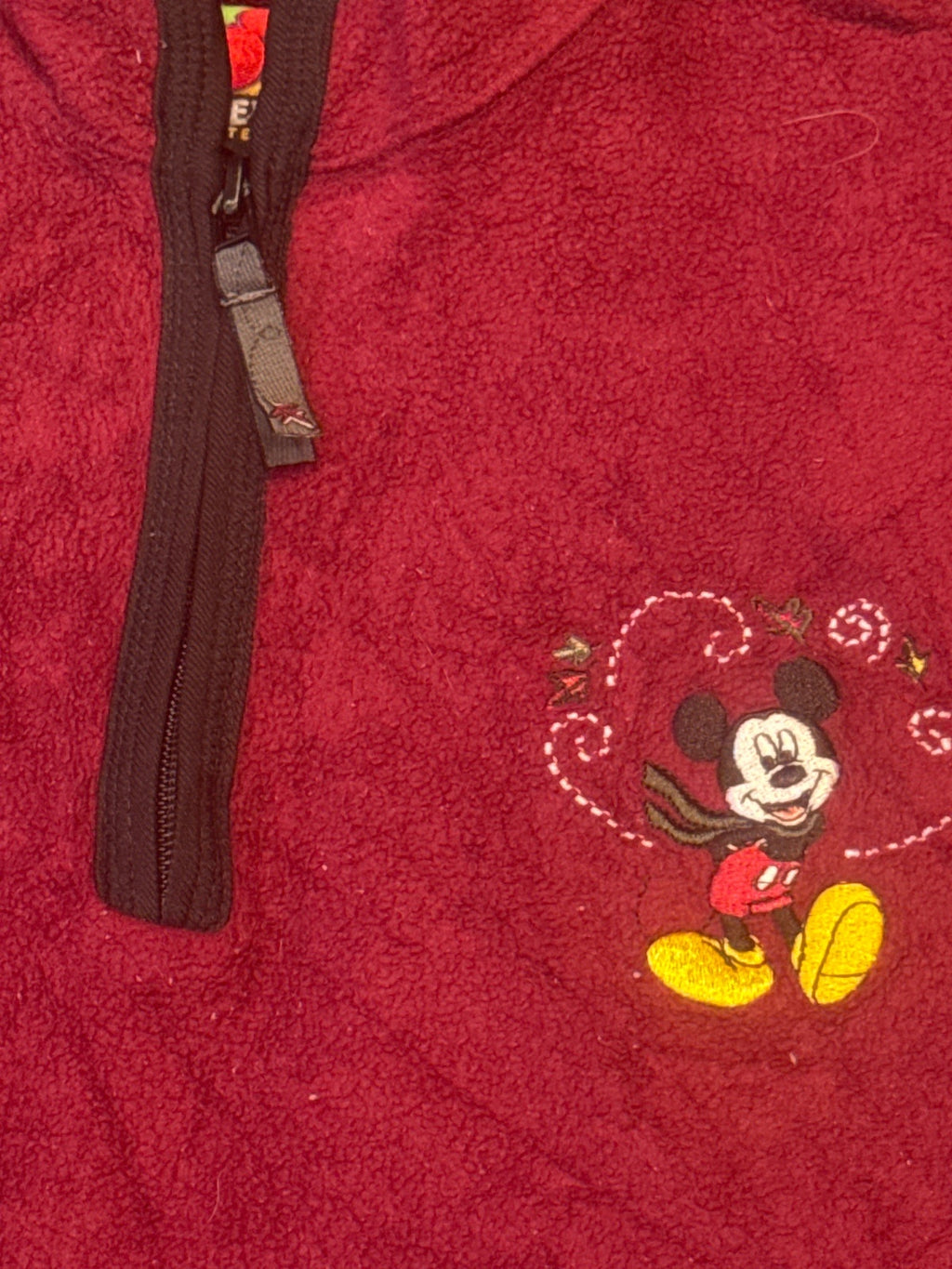 Mickey Unlimited Red and Grey Fleece Pullover Sweater Size S