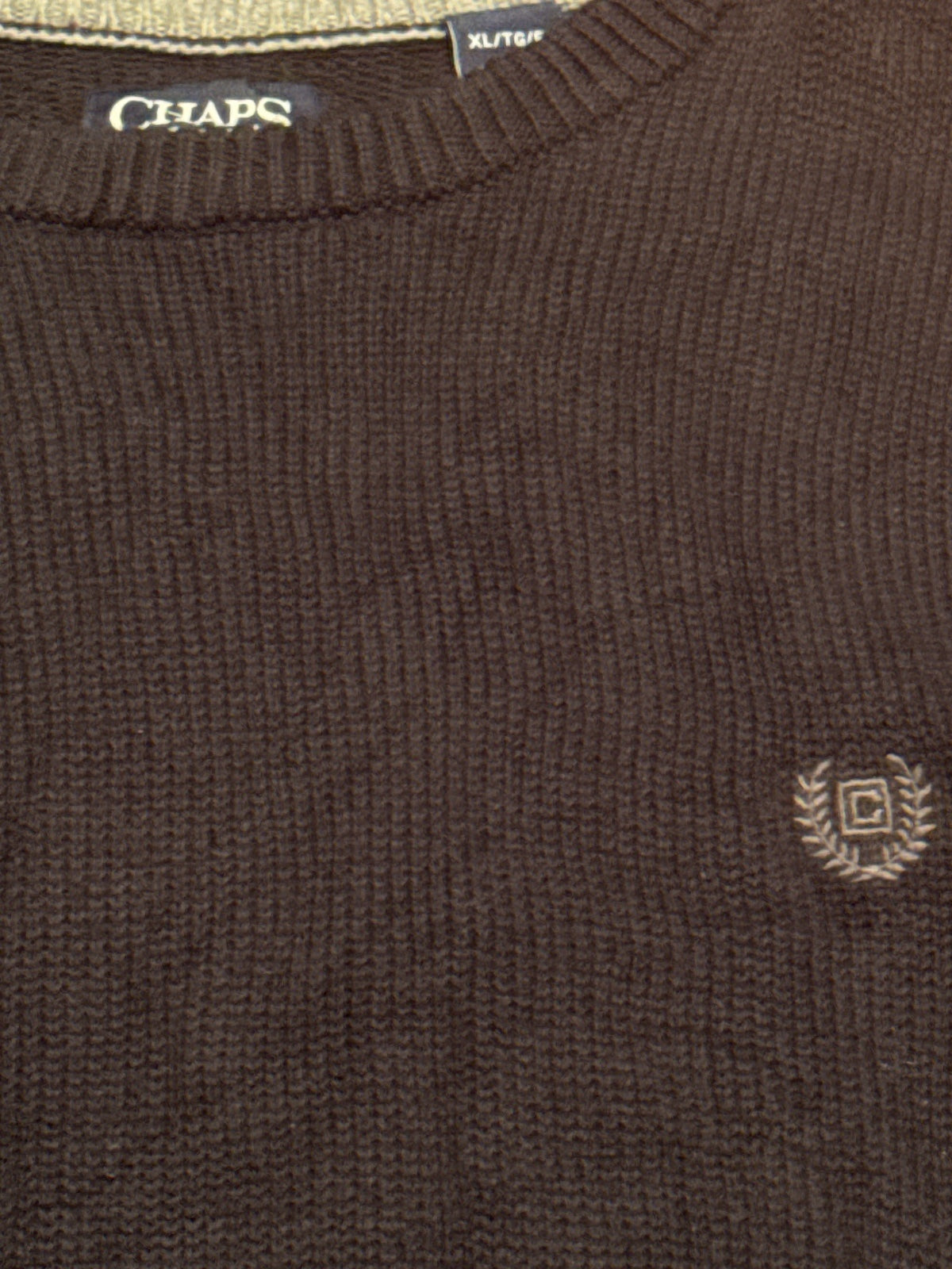 Chaps Men's Black Cotton Crew Neck Sweater XL - detail image 2