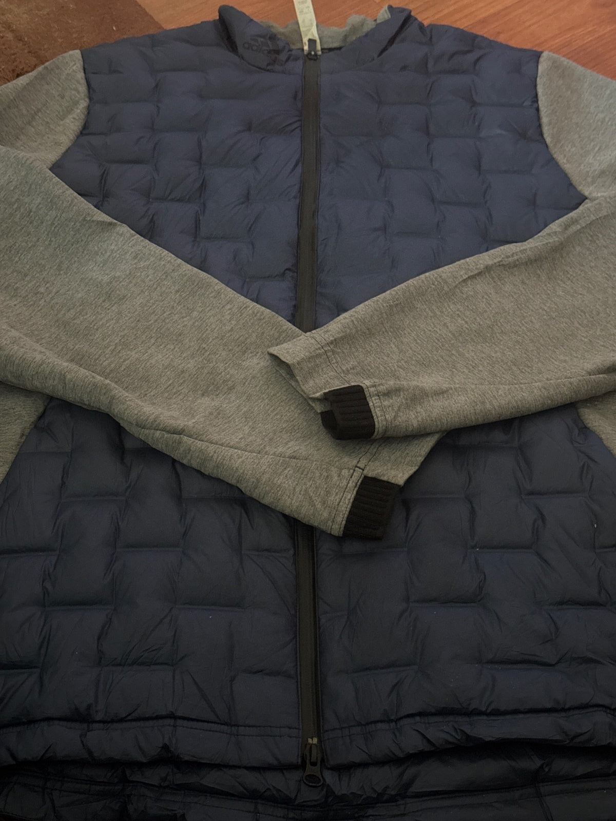 Ruffino navy quilted jacket with grey knit sleeves XL, product image 3 of 7