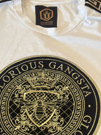 Glorious Gangsta White Black & Gold Logo T-Shirt - L, product image 3 of 4