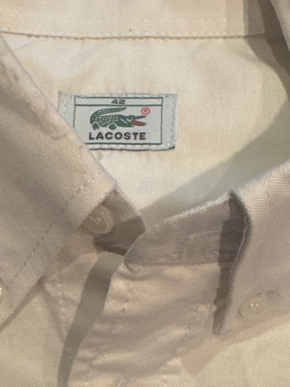 Lacoste Beige Short Sleeve Button-Up Shirt – product photograph 4 of 5
