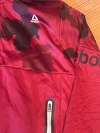 Reebok Red and Black Patterned Hooded Zip-Up Jacket XXL