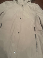 Calvin Klein Cream Hooded Coat with Zip and Snap Closures