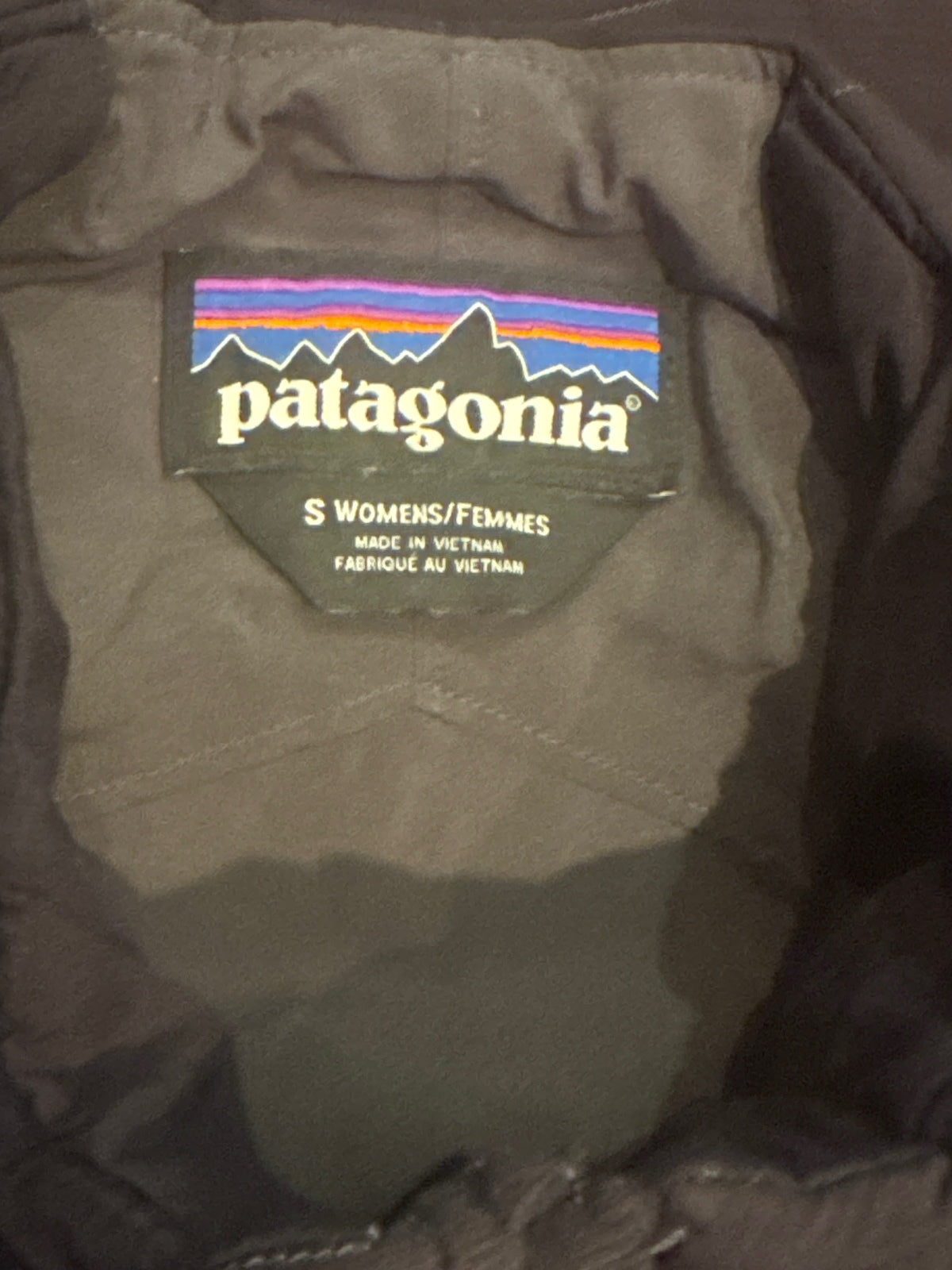 Patagonia Women's Small Black Jacket with Fireball Whisky Em