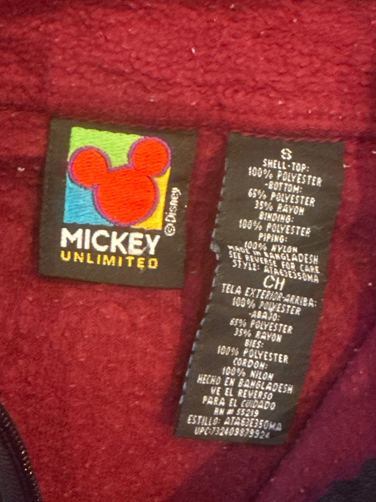 Mickey Unlimited Red and Grey Fleece Pullover Sweater Size S