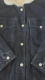 Topshop Black Denim Sherpa Lined Jacket UK 12 EUR 40 - detail image 2
