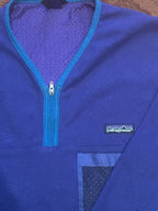 Patagonia Men's Purple Fleece Pullover with Mesh Pocket, Zip