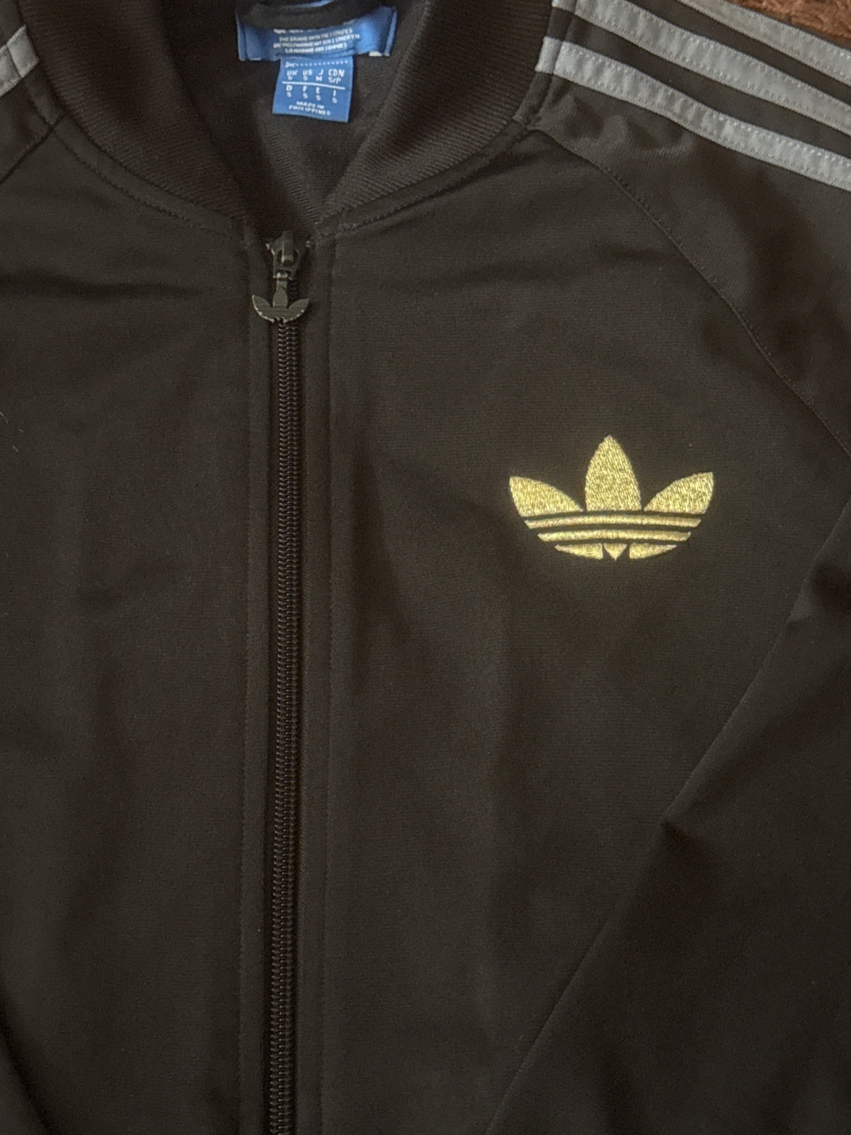 Vintage Adidas Originals Black Track Jacket & Gold Trefoil