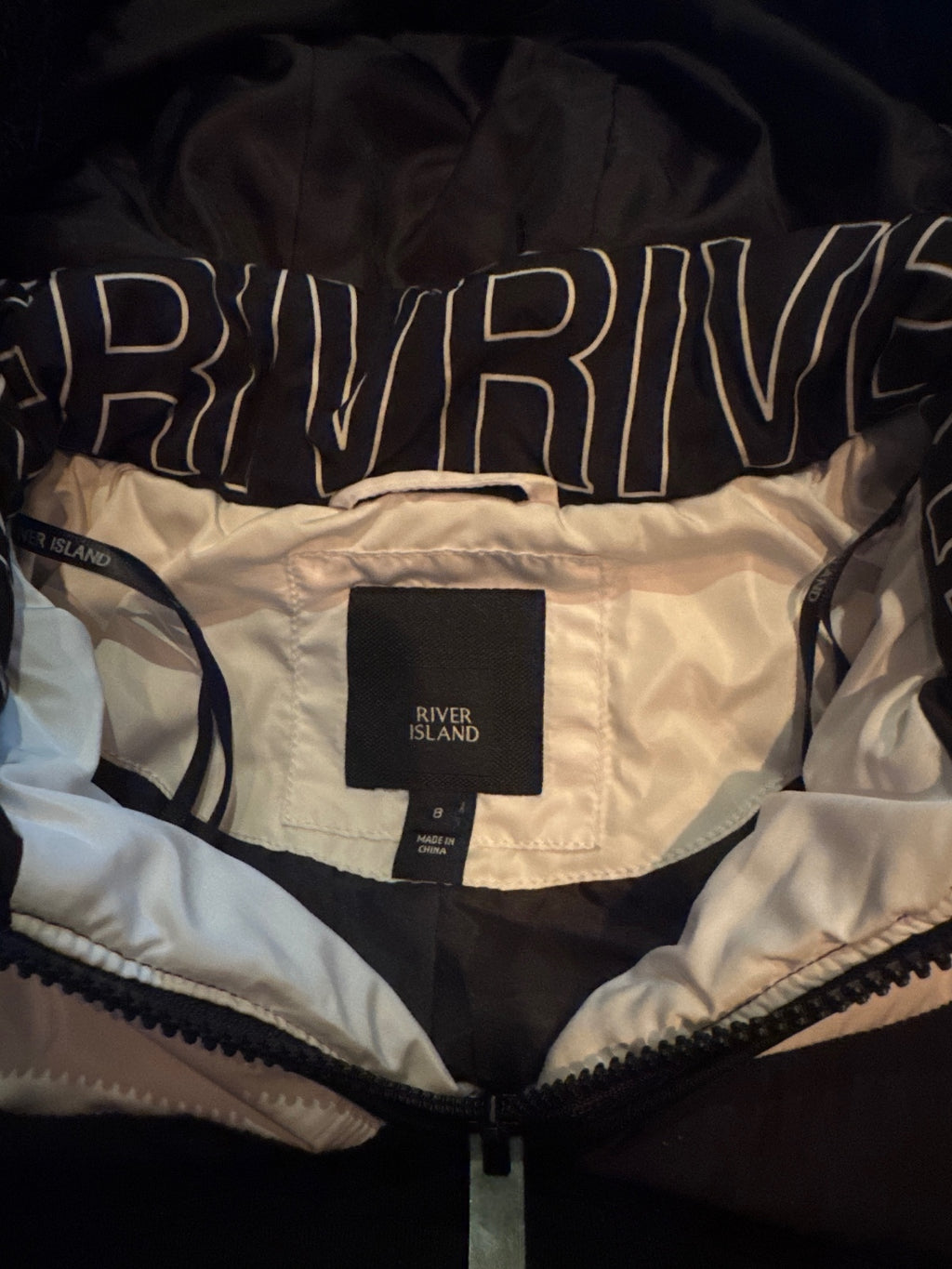 River Island Women's Black and White Quilted Hooded Jacket, - detail image 5