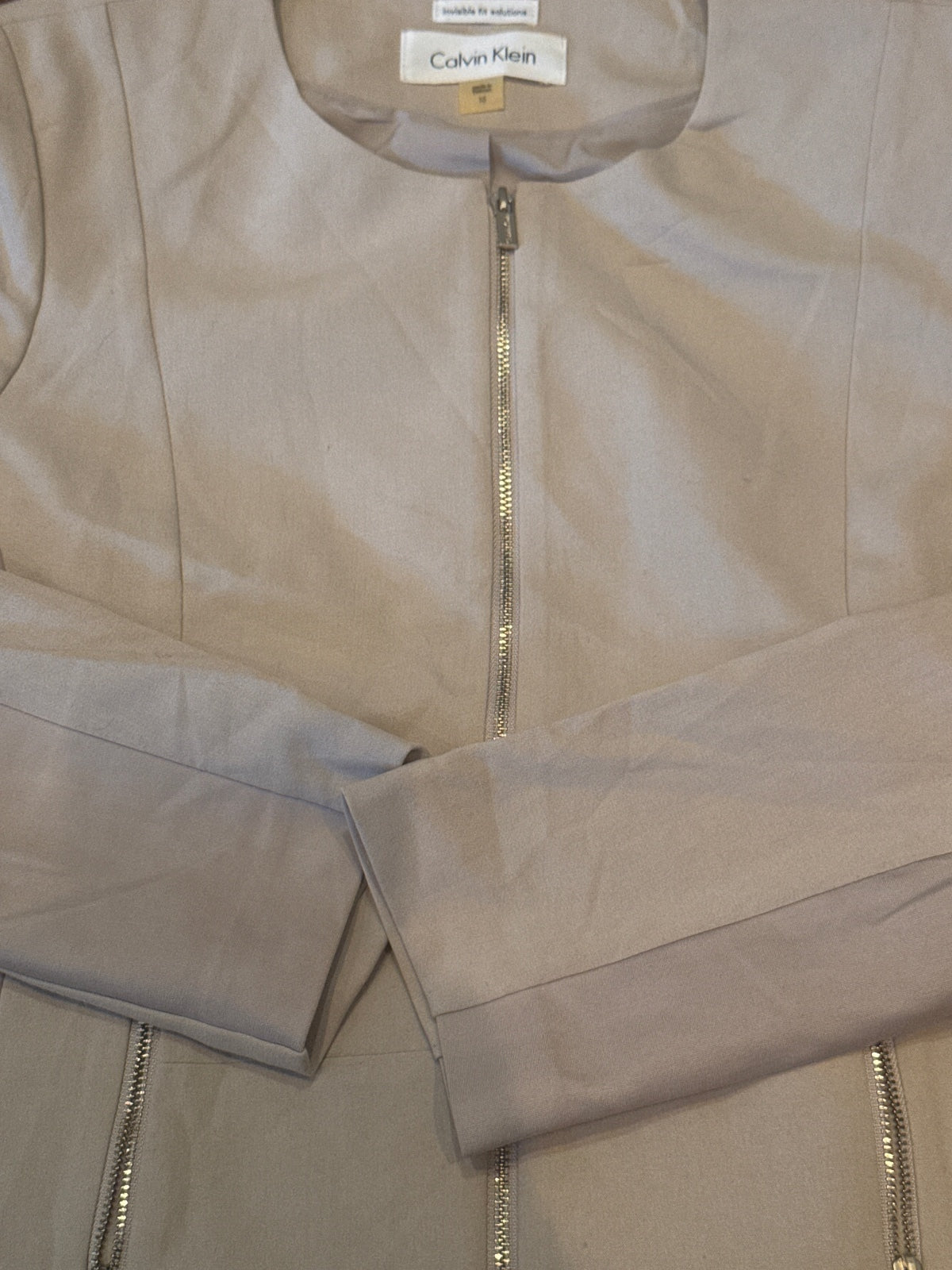 Calvin Klein Beige Zip-Up Jacket Size 10 - detail image 2
